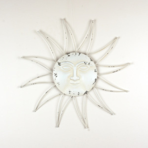 Dekorácia na stenu biele slnko s patinou 60cm