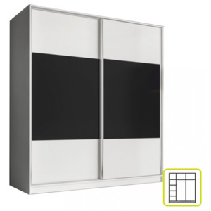 TEMPO KONDELA AVA 180 cm 2D skriňa s posuvnými dverami - biela / čierna