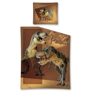 Detexpol Detské obliečky Dino hnedé, Rozmer 1x70x80 / 1x140x200 cm