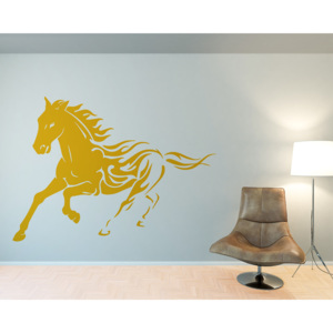 GLIX Kůň - samolepka na zeď Žltá 140 x 100 cm