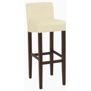 TEMPO KONDELA Barová stolička, textilná koža krémová/drevo tmavý orech, SORIN NEW