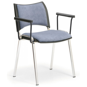 Konferenčná stolička SMART - chrómované nohy s podpierkami rúk modrá