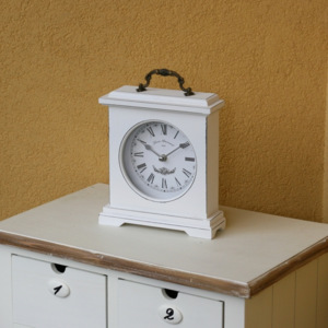 Stolové hodiny drevené biele 26,5cm