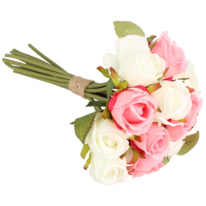 Dakls Umelá kytica ruží, ružová + biela
