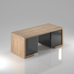 Stôl Lineart 200 x 85 cm + 2x kontajner brest svetlý / antracit
