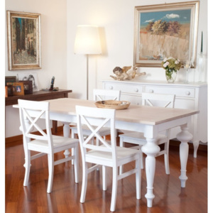 Biely drevený rozkladací jedálenský stôl Castagnetti Adeline