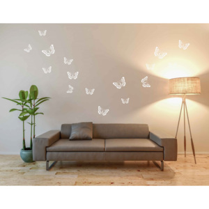 GLIX Motýli - samolepka na zeď Biela 95 x 17 cm