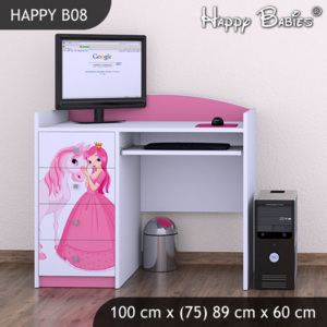 Pink Happy detský počítačový stôl B08