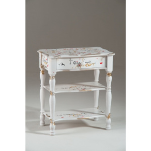 Biely drevený nočný stolík so zásuvkou Castagnetti Romance