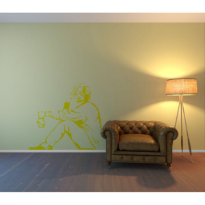 GLIX Banksy "Einstein" - samolepka na zeď Žltá 75 x 50 cm