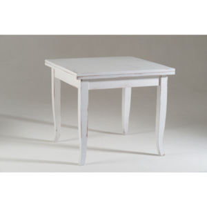 Biely drevený rozkladací jedálenský stôl Castagnetti Dato, 100 x 100 cm