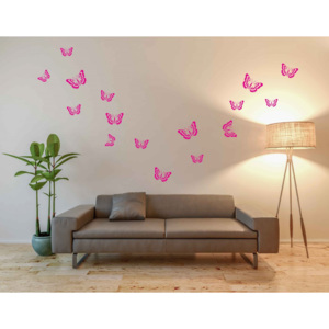 GLIX Motýli - samolepka na zeď Růžová 95 x 17 cm
