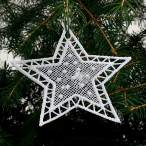 Háčkovaná vianočná ozdoba zasnežená hviezda 10cm