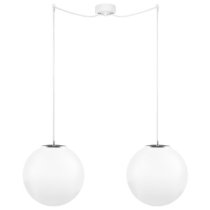 Bielo-strieborné dvojité závesné svietidlo s bielym káblom a bielou objímkou ​​Sotto Luce Tsuki, Ø 30 cm