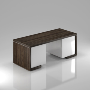 Stôl Lineart 200 x 85 cm + 2x kontajner brest tmavý / biela