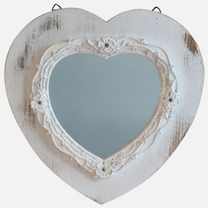 Zrkadlo - biele srdce 39 × 2 × 38,5cm