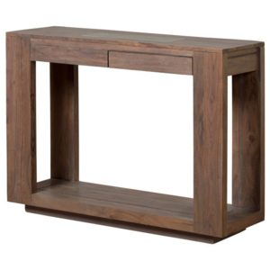 Konzolový stolík z masívneho sivo moreného akáciového dreva s 2 zásuvkami Zara