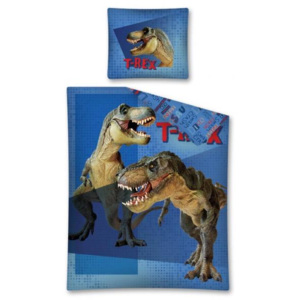 Detexpol Detské obliečky Dino modré, Rozmer 1x70x80 / 1x140x200 cm