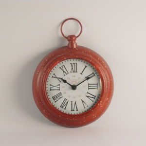 Závesné hodiny - kovové červené Paris 20cm
