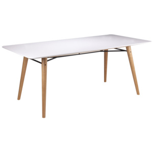 Biely jedálenský stôl s nohami zo svetlého dreva kaučukovníka sømcasa Irina, 180 x 90 cm