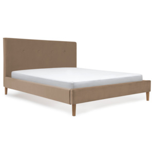Hnedá posteľ s prírodnými nohami Vivonita Kent, 140 × 200 cm