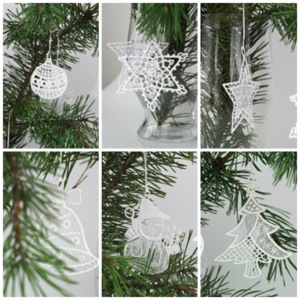 Krajkové vianočné ozdoby na stromček - set 6ks