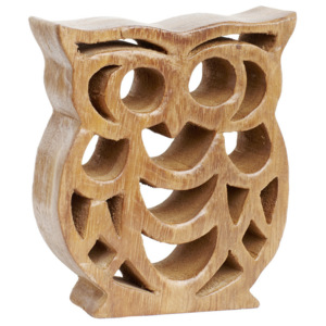 Dekoratívna drevená soška Hübsch Owl