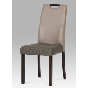 Jídelní židle wenge / opěradlo koženka CAPUPUCCINO, sedák látka šedá AUC-208cap BK Autronic