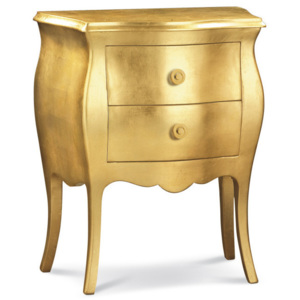 Drevený nočný stolík v zlatej farbe s 2 zásuvkami Castagnetti