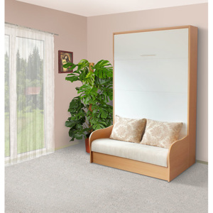Sklápacia posteľ s pohovkou VS1058P, 200x120cm lamino: bílá, nosnost postele: standardní nosnost