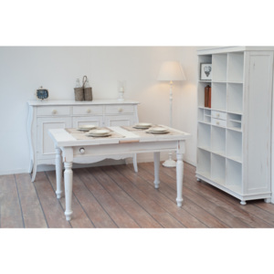 Biely drevený jedálenský stôl s výsuvnou pracovnou doskou Castagnetti, 140 x 80 cm