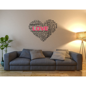 GLIX Srdce - samolepka na zeď Růžová 120 x 100 cm