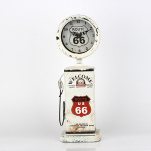 Retro hodiny pumpa ROUTE 66 biele 34cm