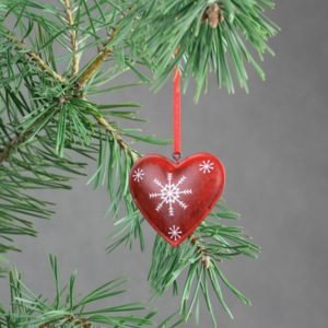 Vianočná ozdoba plechové srdce