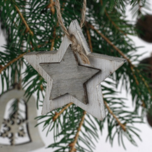 Vianočné ozdoby drevené hviezdy 3cm (set 6ks)