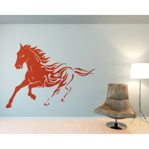 GLIX Kůň - samolepka na zeď Oranžová 140 x 100 cm
