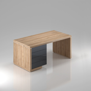 Stôl Lineart ľavý 160 x 85 cm + kontajner brest svetlý / antracit