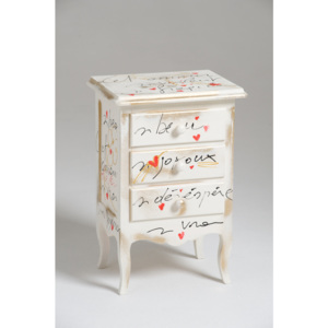 Biely drevený nočný stolík s 3 zásuvkami Castagnetti Signac