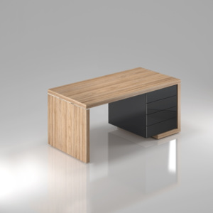 Stôl Lineart pravý 160 x 85 cm + kontajner brest svetlý / antracit