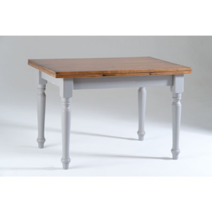 Sivý drevený rozkladací jedálenský stôl s doskou v dekore orechového dreva Castagnetti Corinne, 120 x 80 cm