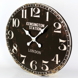 Nástenné hodiny Kensington čierne oválné 49x39cm