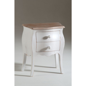 Biely drevený nočný stolík s 2 zásuvkami Castagnetti Isabelle