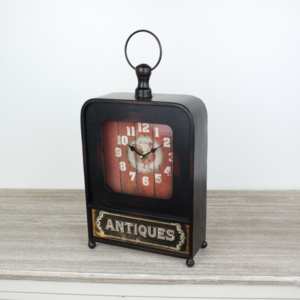 Stolové kovové hodiny s kohútom Antiques