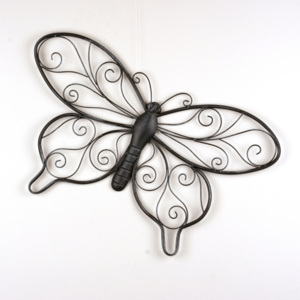 Dekorácia na stenu motýľ tmavý kov 64cm
