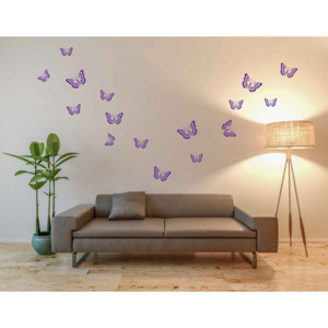 GLIX Motýli - samolepka na zeď Fialová 95 x 17 cm
