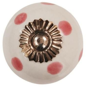 Porcelánová úchytka Pink dots