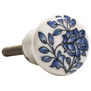 Porcelánová úchytka Flower blue