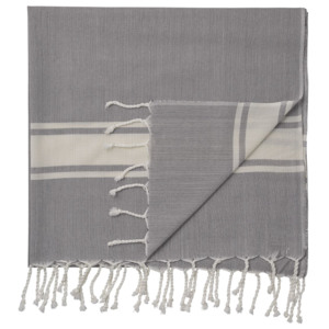 Bavlnená osuška Hammam Light Grey/Offwhite Stripes (kód JAR2018 na -20 %)