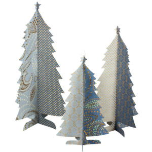 Papierový vianočný stromček Blue - set 3 ks