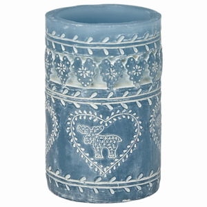 Sviečka Pillar dusty blue 12 cm